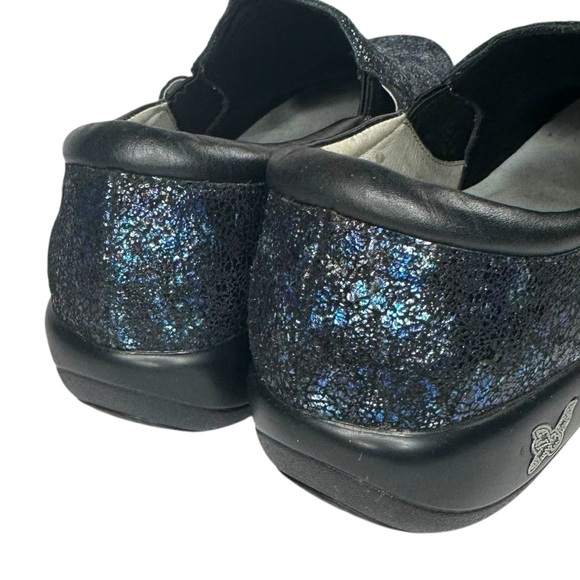 Alegria Kara Blue Metallic Sparkle Leather Clogs Size 40 - Picture 8 of 9